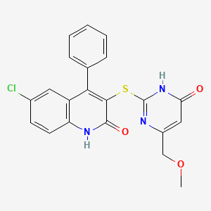 6-chloro-3-{[4-hydroxy-6-(methoxymethyl)pyrimidin-2-yl]sulfanyl}-4-phenylquinolin-2(1H)-one