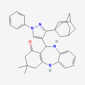 3,3-dimethyl-11-[1-phenyl-3-(tricyclo[3.3.1.1~3,7~]dec-1-yl)-1H-pyrazol-4-yl]-2,3,4,5,10,11-hexahydro-1H-dibenzo[b,e][1,4]diazepin-1-one