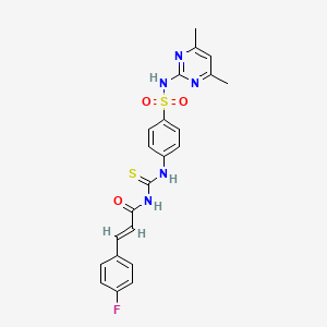 molecular formula C22H20FN5O3S2 B10874218 (2E)-N-({4-[(4,6-dimethylpyrimidin-2-yl)sulfamoyl]phenyl}carbamothioyl)-3-(4-fluorophenyl)prop-2-enamide 