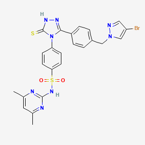 molecular formula C24H21BrN8O2S2 B10874232 4-(3-{4-[(4-bromo-1H-pyrazol-1-yl)methyl]phenyl}-5-sulfanyl-4H-1,2,4-triazol-4-yl)-N-(4,6-dimethylpyrimidin-2-yl)benzenesulfonamide 