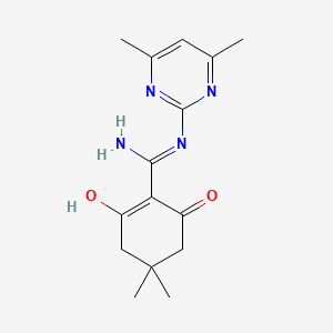 molecular formula C15H20N4O2 B10874235 2-{Amino[(4,6-dimethylpyrimidin-2-yl)amino]methylidene}-5,5-dimethylcyclohexane-1,3-dione 