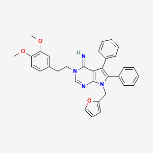 molecular formula C33H30N4O3 B10874288 3-[2-(3,4-Dimethoxyphenyl)ethyl]-7-(furan-2-ylmethyl)-5,6-diphenylpyrrolo[2,3-d]pyrimidin-4-imine 