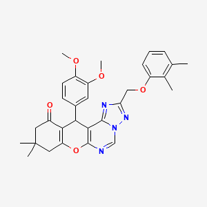 molecular formula C31H32N4O5 B10874295 12-(3,4-dimethoxyphenyl)-2-[(2,3-dimethylphenoxy)methyl]-9,9-dimethyl-8,9,10,12-tetrahydro-11H-chromeno[3,2-e][1,2,4]triazolo[1,5-c]pyrimidin-11-one 