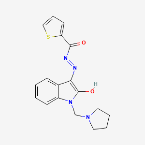 N'-[(3Z)-2-oxo-1-(pyrrolidin-1-ylmethyl)-1,2-dihydro-3H-indol-3-ylidene]thiophene-2-carbohydrazide