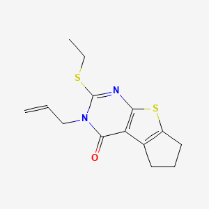 molecular formula C14H16N2OS2 B10874304 3-Allyl-2-(ethylsulfanyl)-3,5,6,7-tetrahydro-4H-cyclopenta[4,5]thieno[2,3-D]pyrimidin-4-one 