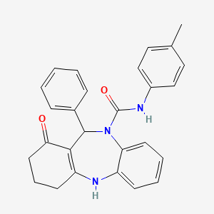 molecular formula C27H25N3O2 B10874347 N-(4-methylphenyl)-1-oxo-11-phenyl-1,2,3,4,5,11-hexahydro-10H-dibenzo[b,e][1,4]diazepine-10-carboxamide 