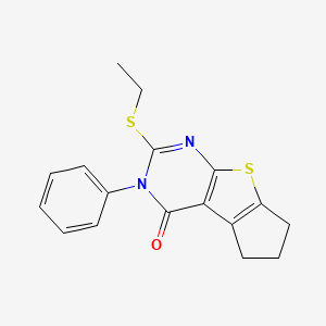 molecular formula C17H16N2OS2 B10874406 2-(ethylsulfanyl)-3-phenyl-3,5,6,7-tetrahydro-4H-cyclopenta[4,5]thieno[2,3-d]pyrimidin-4-one 