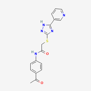 molecular formula C17H15N5O2S B10874432 N-(4-Acetylphenyl)-2-((3-(pyridin-3-yl)-1H-1,2,4-triazol-5-yl)thio)acetamide CAS No. 332158-01-7