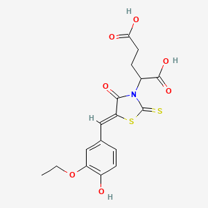 molecular formula C17H17NO7S2 B10874470 2-[(5Z)-5-(3-ethoxy-4-hydroxybenzylidene)-4-oxo-2-thioxo-1,3-thiazolidin-3-yl]pentanedioic acid 