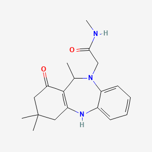 molecular formula C19H25N3O2 B10874486 N-methyl-2-(3,3,11-trimethyl-1-oxo-1,2,3,4,5,11-hexahydro-10H-dibenzo[b,e][1,4]diazepin-10-yl)acetamide 