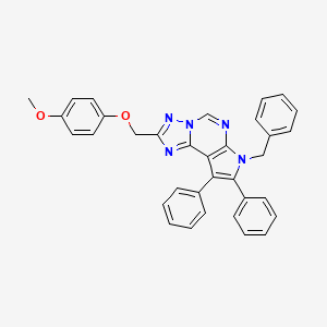 molecular formula C34H27N5O2 B10874517 4-[(7-Benzyl-8,9-diphenyl-7H-pyrrolo[3,2-E][1,2,4]triazolo[1,5-C]pyrimidin-2-YL)methoxy]phenyl methyl ether 