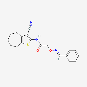 molecular formula C19H19N3O2S B10874534 N-(3-cyano-5,6,7,8-tetrahydro-4H-cyclohepta[b]thiophen-2-yl)-2-({[(E)-phenylmethylidene]amino}oxy)acetamide 