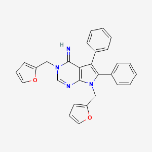 3,7-bis(2-furylmethyl)-5,6-diphenyl-3,7-dihydro-4H-pyrrolo[2,3-d]pyrimidin-4-imine