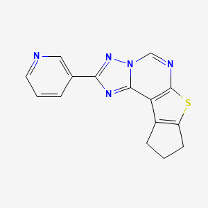 molecular formula C15H11N5S B10874568 2-(3-Pyridyl)-9,10-dihydro-8H-cyclopenta[4,5]thieno[3,2-E][1,2,4]triazolo[1,5-C]pyrimidine 