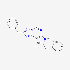 molecular formula C23H21N5 B10874569 2,7-dibenzyl-8,9-dimethyl-7H-pyrrolo[3,2-e][1,2,4]triazolo[1,5-c]pyrimidine 