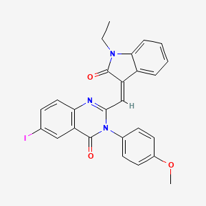 2-[(Z)-(1-ethyl-2-oxo-1,2-dihydro-3H-indol-3-ylidene)methyl]-6-iodo-3-(4-methoxyphenyl)quinazolin-4(3H)-one