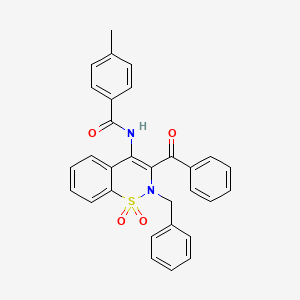 molecular formula C30H24N2O4S B10874581 N-[2-benzyl-1,1-dioxido-3-(phenylcarbonyl)-2H-1,2-benzothiazin-4-yl]-4-methylbenzamide 