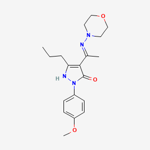 molecular formula C19H26N4O3 B10874610 (4Z)-2-(4-methoxyphenyl)-4-[1-(morpholin-4-ylamino)ethylidene]-5-propyl-2,4-dihydro-3H-pyrazol-3-one 