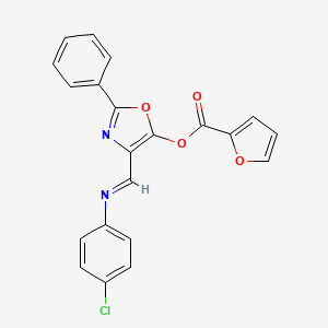 4-{(E)-[(4-chlorophenyl)imino]methyl}-2-phenyl-1,3-oxazol-5-yl furan-2-carboxylate