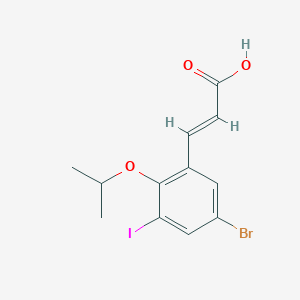 molecular formula C12H12BrIO3 B10874631 (2E)-3-[5-bromo-3-iodo-2-(propan-2-yloxy)phenyl]prop-2-enoic acid 