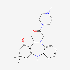 molecular formula C23H32N4O2 B10874638 3,3,11-trimethyl-10-[2-(4-methylpiperazin-1-yl)-2-oxoethyl]-2,3,4,5,10,11-hexahydro-1H-dibenzo[b,e][1,4]diazepin-1-one 