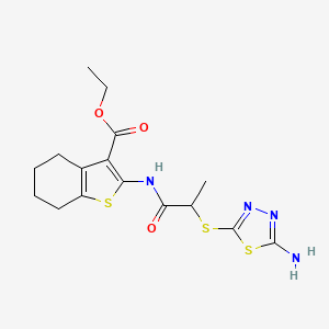 molecular formula C16H20N4O3S3 B10874639 Ethyl 2-({2-[(5-amino-1,3,4-thiadiazol-2-yl)sulfanyl]propanoyl}amino)-4,5,6,7-tetrahydro-1-benzothiophene-3-carboxylate 