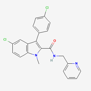 5-chloro-3-(4-chlorophenyl)-1-methyl-N-(pyridin-2-ylmethyl)-1H-indole-2-carboxamide