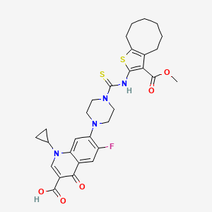 molecular formula C30H33FN4O5S2 B10874661 1-Cyclopropyl-6-fluoro-7-(4-{[3-(methoxycarbonyl)-4,5,6,7,8,9-hexahydrocycloocta[b]thiophen-2-yl]carbamothioyl}piperazin-1-yl)-4-oxo-1,4-dihydroquinoline-3-carboxylic acid 