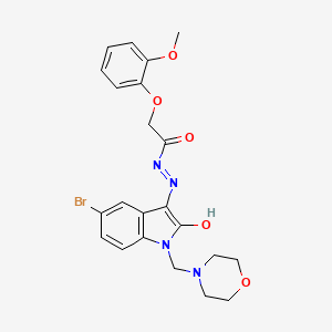 N'-[(3Z)-5-bromo-1-(morpholin-4-ylmethyl)-2-oxo-1,2-dihydro-3H-indol-3-ylidene]-2-(2-methoxyphenoxy)acetohydrazide