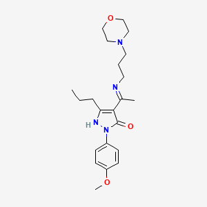 molecular formula C22H32N4O3 B10874666 (4Z)-2-(4-methoxyphenyl)-4-(1-{[3-(morpholin-4-yl)propyl]amino}ethylidene)-5-propyl-2,4-dihydro-3H-pyrazol-3-one 