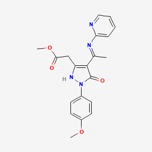 molecular formula C20H20N4O4 B10874707 methyl {(4Z)-1-(4-methoxyphenyl)-5-oxo-4-[1-(pyridin-2-ylamino)ethylidene]-4,5-dihydro-1H-pyrazol-3-yl}acetate 