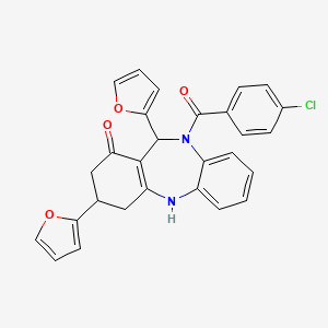 10-[(4-chlorophenyl)carbonyl]-3,11-di(furan-2-yl)-2,3,4,5,10,11-hexahydro-1H-dibenzo[b,e][1,4]diazepin-1-one