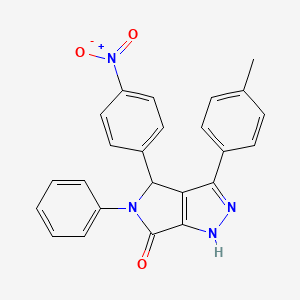 molecular formula C24H18N4O3 B10874736 3-(4-methylphenyl)-4-(4-nitrophenyl)-5-phenyl-4,5-dihydropyrrolo[3,4-c]pyrazol-6(2H)-one 