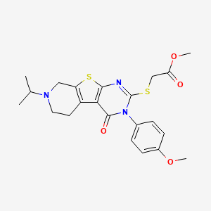 methyl 2-[[4-(4-methoxyphenyl)-3-oxo-11-propan-2-yl-8-thia-4,6,11-triazatricyclo[7.4.0.02,7]trideca-1(9),2(7),5-trien-5-yl]sulfanyl]acetate