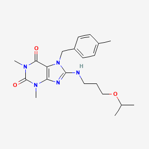 molecular formula C21H29N5O3 B10874783 8-[(3-isopropoxypropyl)amino]-1,3-dimethyl-7-(4-methylbenzyl)-3,7-dihydro-1H-purine-2,6-dione 