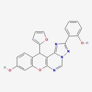 molecular formula C22H14N4O4 B10874789 12-(2-Furyl)-2-(2-hydroxyphenyl)-12H-chromeno[3,2-E][1,2,4]triazolo[1,5-C]pyrimidin-9-OL 