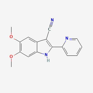 molecular formula C16H13N3O2 B10874790 5,6-dimethoxy-2-(pyridin-2-yl)-1H-indole-3-carbonitrile 