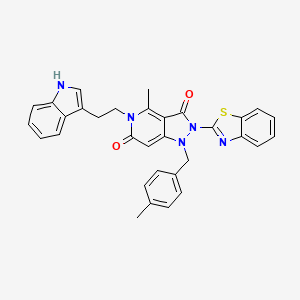 molecular formula C32H27N5O2S B10874840 2-(1,3-benzothiazol-2-yl)-5-[2-(1H-indol-3-yl)ethyl]-4-methyl-1-(4-methylbenzyl)-1H-pyrazolo[4,3-c]pyridine-3,6(2H,5H)-dione 