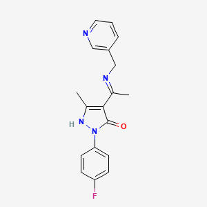 molecular formula C18H17FN4O B10874851 (4Z)-2-(4-fluorophenyl)-5-methyl-4-{1-[(pyridin-3-ylmethyl)amino]ethylidene}-2,4-dihydro-3H-pyrazol-3-one 