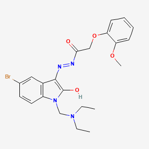 N'-{(3Z)-5-bromo-1-[(diethylamino)methyl]-2-oxo-1,2-dihydro-3H-indol-3-ylidene}-2-(2-methoxyphenoxy)acetohydrazide