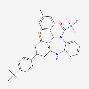 molecular formula C32H31F3N2O2 B10874891 3-(4-tert-butylphenyl)-11-(4-methylphenyl)-10-(trifluoroacetyl)-2,3,4,5,10,11-hexahydro-1H-dibenzo[b,e][1,4]diazepin-1-one 