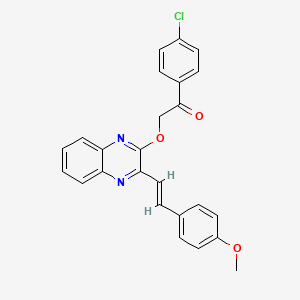 1-(4-chlorophenyl)-2-({3-[(E)-2-(4-methoxyphenyl)ethenyl]quinoxalin-2-yl}oxy)ethanone