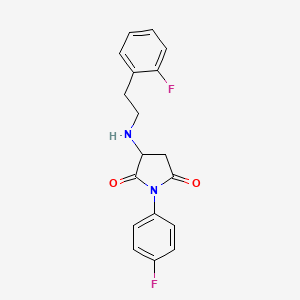 molecular formula C18H16F2N2O2 B10874945 1-(4-Fluorophenyl)-3-{[2-(2-fluorophenyl)ethyl]amino}pyrrolidine-2,5-dione 