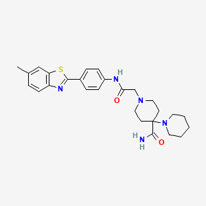 molecular formula C27H33N5O2S B10874949 1-({N-[4-(6-methylbenzothiazol-2-yl)phenyl]carbamoyl}methyl)-4-piperidylpiperi dine-4-carboxamide 