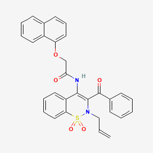 molecular formula C30H24N2O5S B10874951 N~1~-(2-Allyl-3-benzoyl-1,1-dioxo-1,2-dihydro-1lambda~6~,2-benzothiazin-4-YL)-2-(1-naphthyloxy)acetamide 