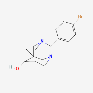 molecular formula C16H21BrN2O B10874969 2-(4-Bromophenyl)-5,7-dimethyl-1,3-diazatricyclo[3.3.1.1~3,7~]decan-6-ol 