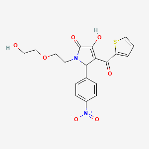 molecular formula C19H18N2O7S B10874975 (4E)-1-[2-(2-hydroxyethoxy)ethyl]-4-[hydroxy(thiophen-2-yl)methylidene]-5-(4-nitrophenyl)pyrrolidine-2,3-dione 