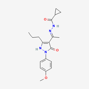 N'-{(1Z)-1-[1-(4-methoxyphenyl)-5-oxo-3-propyl-1,5-dihydro-4H-pyrazol-4-ylidene]ethyl}cyclopropanecarbohydrazide