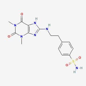 molecular formula C15H18N6O4S B10875038 4-{2-[(1,3-dimethyl-2,6-dioxo-2,3,6,7-tetrahydro-1H-purin-8-yl)amino]ethyl}benzenesulfonamide 