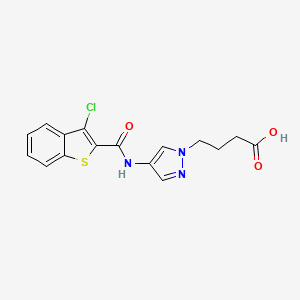 molecular formula C16H14ClN3O3S B10875084 4-(4-{[(3-chloro-1-benzothiophen-2-yl)carbonyl]amino}-1H-pyrazol-1-yl)butanoic acid 